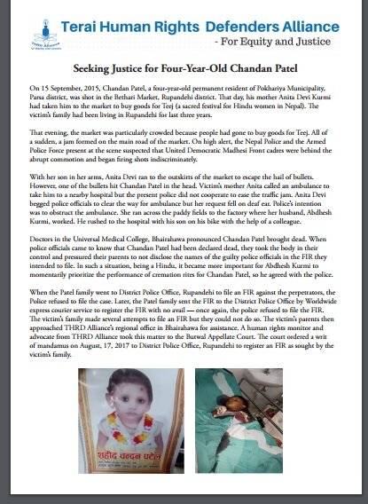 Seeking Justice for Four-Year-Old Chandan Patel
