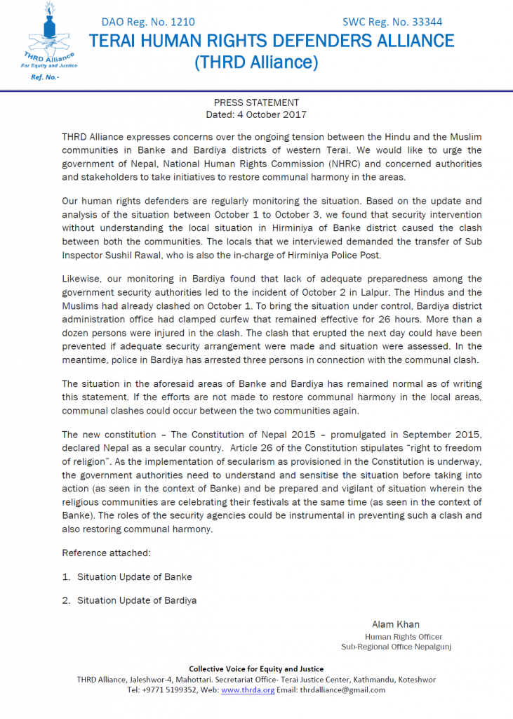 THRDA Statement